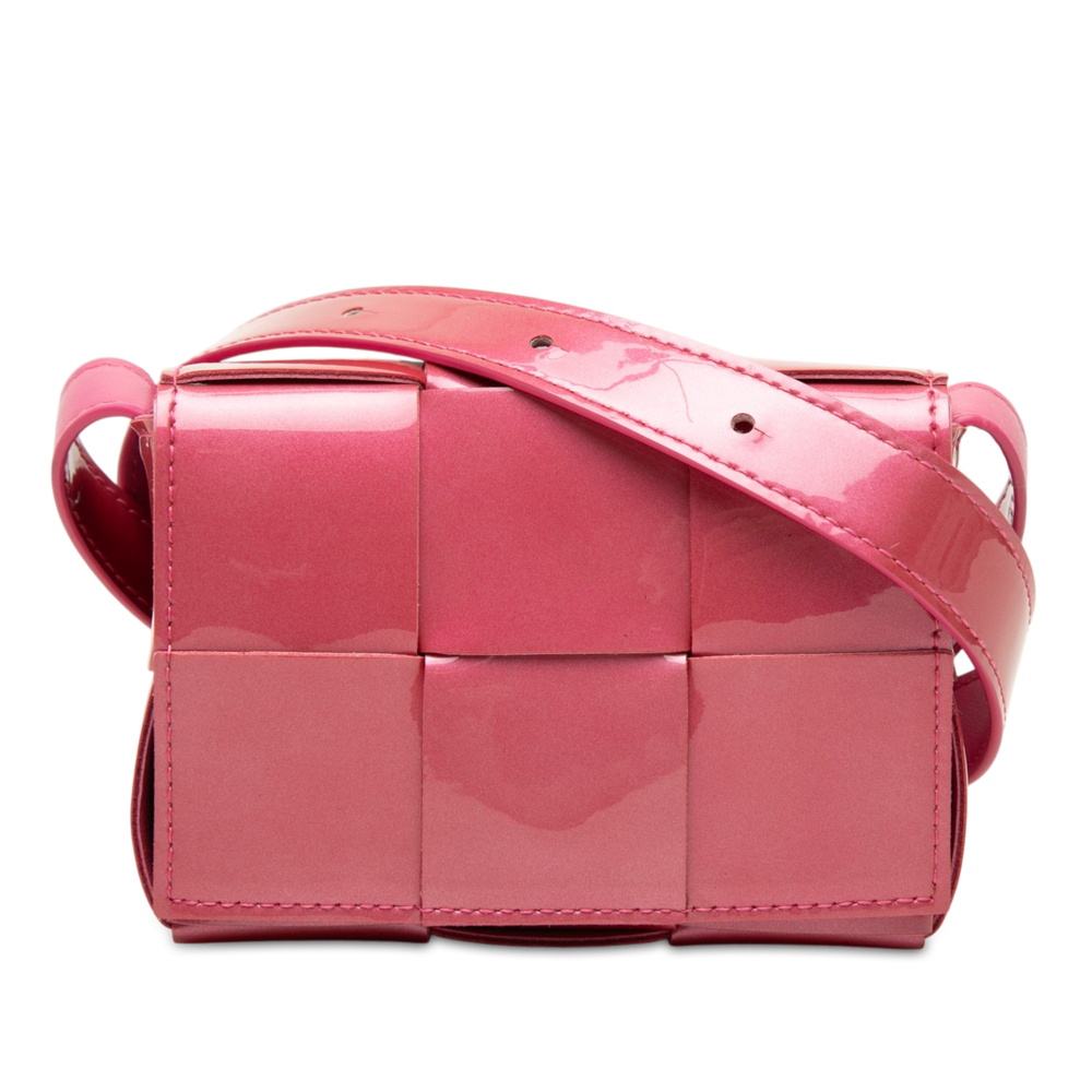 Pre-Loved Bottega Veneta Extra Mini Patent Intrecciato Cassette Crossbody
